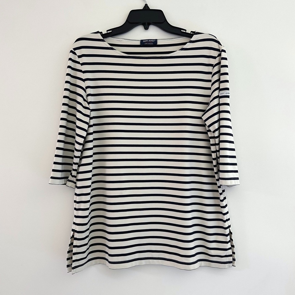 Saint James Striped Breton Top Women US Size 12 Boat Neck Stretch Coastal Preppy